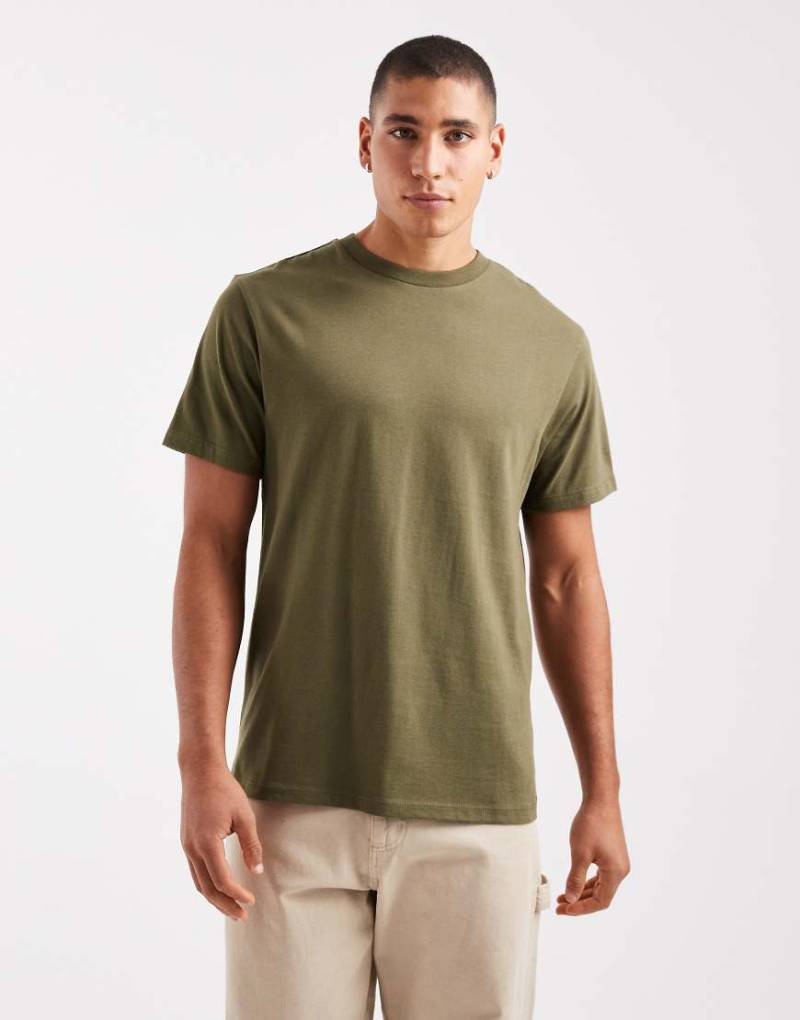ASOS DESIGN - Basic-T-Shirt in Khaki mit Rundhalsausschnitt-Grün von ASOS DESIGN