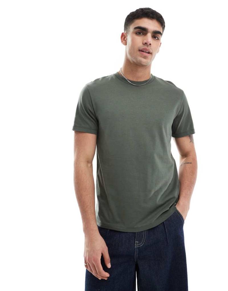 ASOS DESIGN - Basic-T-Shirt in Khaki mit Rundhalsausschnitt-Grün von ASOS DESIGN