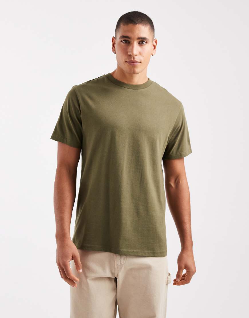 ASOS DESIGN - Basic-T-Shirt in Khaki mit Rundhalsausschnitt-Grün von ASOS DESIGN