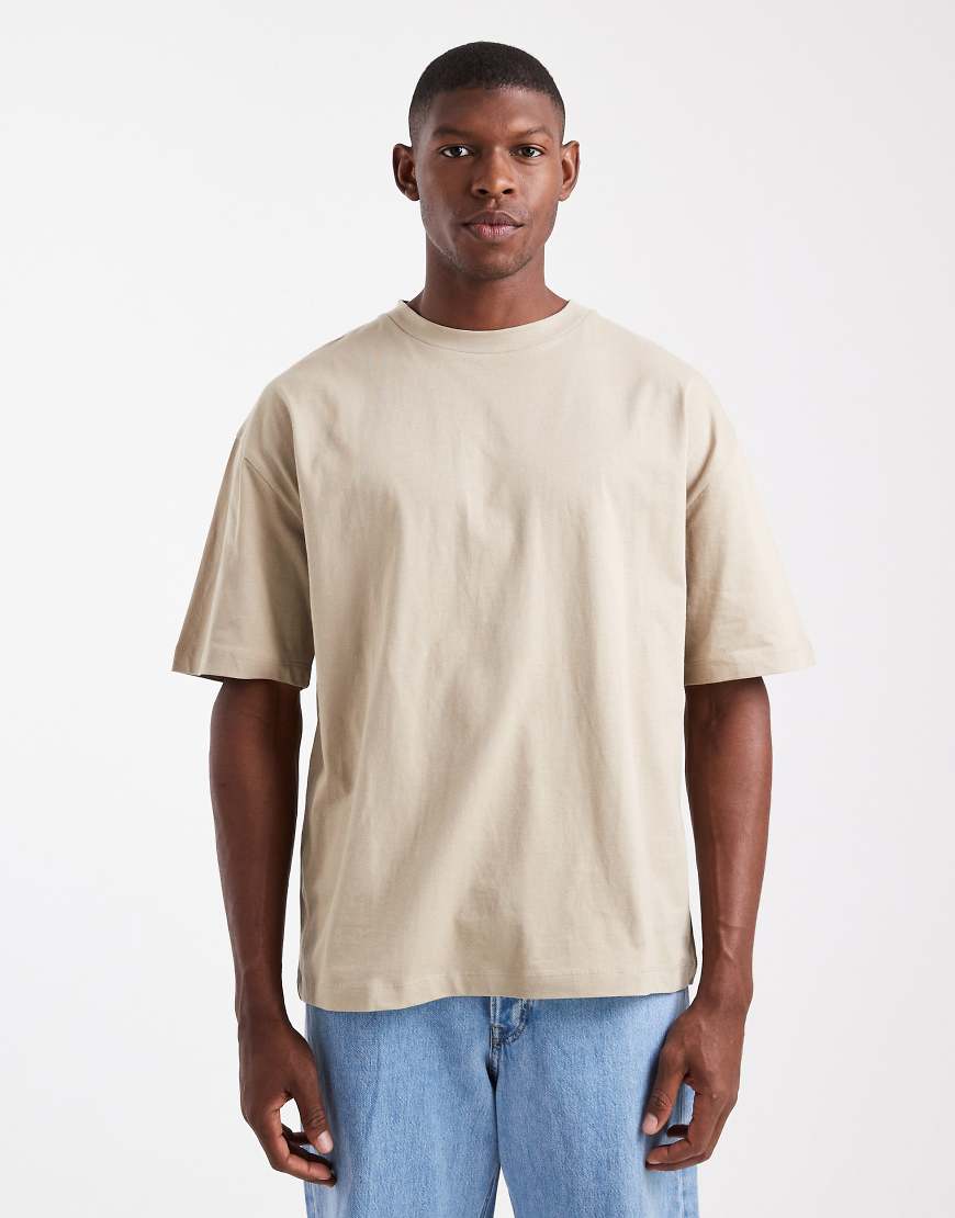 ASOS DESIGN - Basic-T-Shirt in Steinbeige mit Oversize-Schnitt-Neutral von ASOS DESIGN
