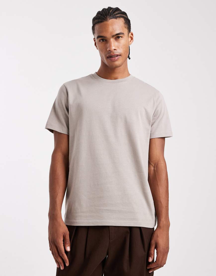 ASOS DESIGN - Basic-T-Shirt in Steinbeige mit Rundhalsausschnitt-Neutral von ASOS DESIGN