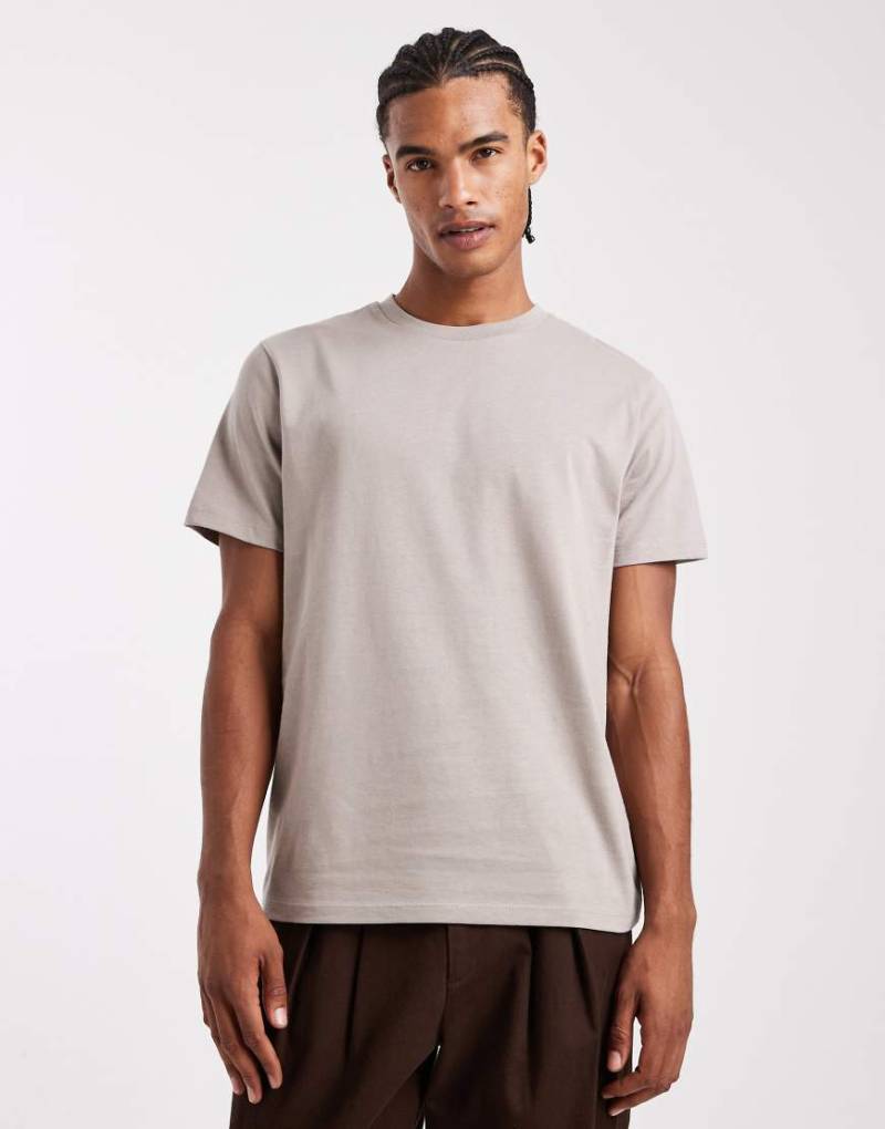 ASOS DESIGN - Basic-T-Shirt in Steinbeige mit Rundhalsausschnitt-Neutral von ASOS DESIGN