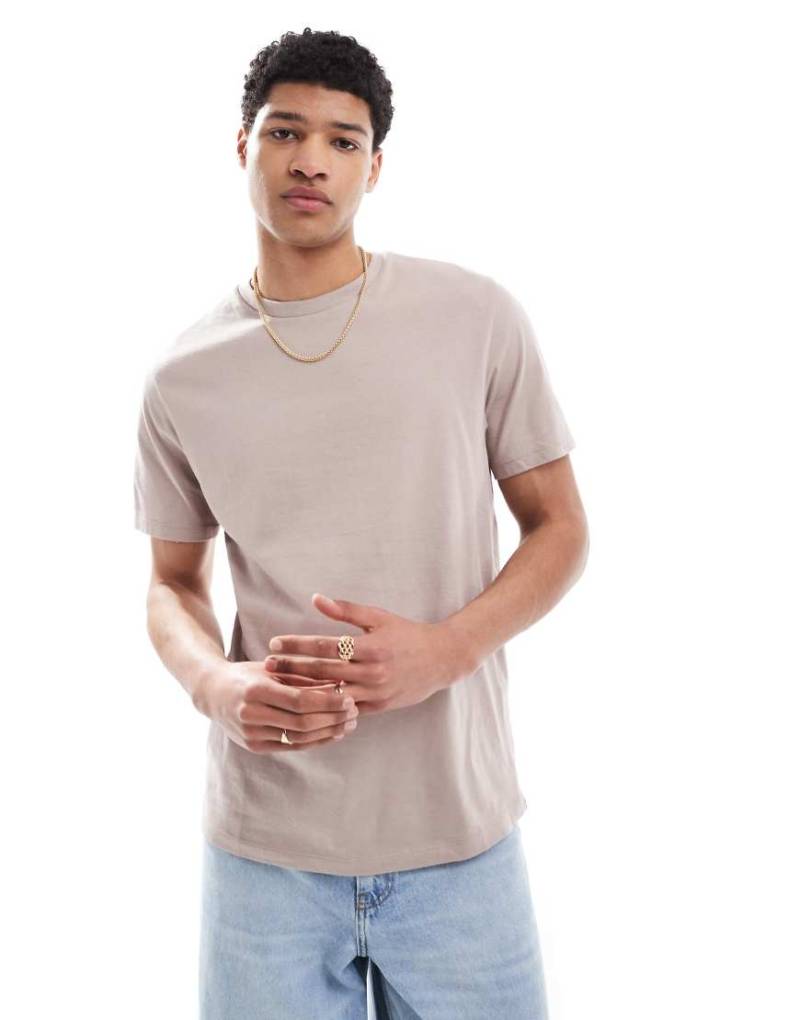 ASOS DESIGN - Basic-T-Shirt in Steinbeige mit Rundhalsausschnitt-Neutral von ASOS DESIGN
