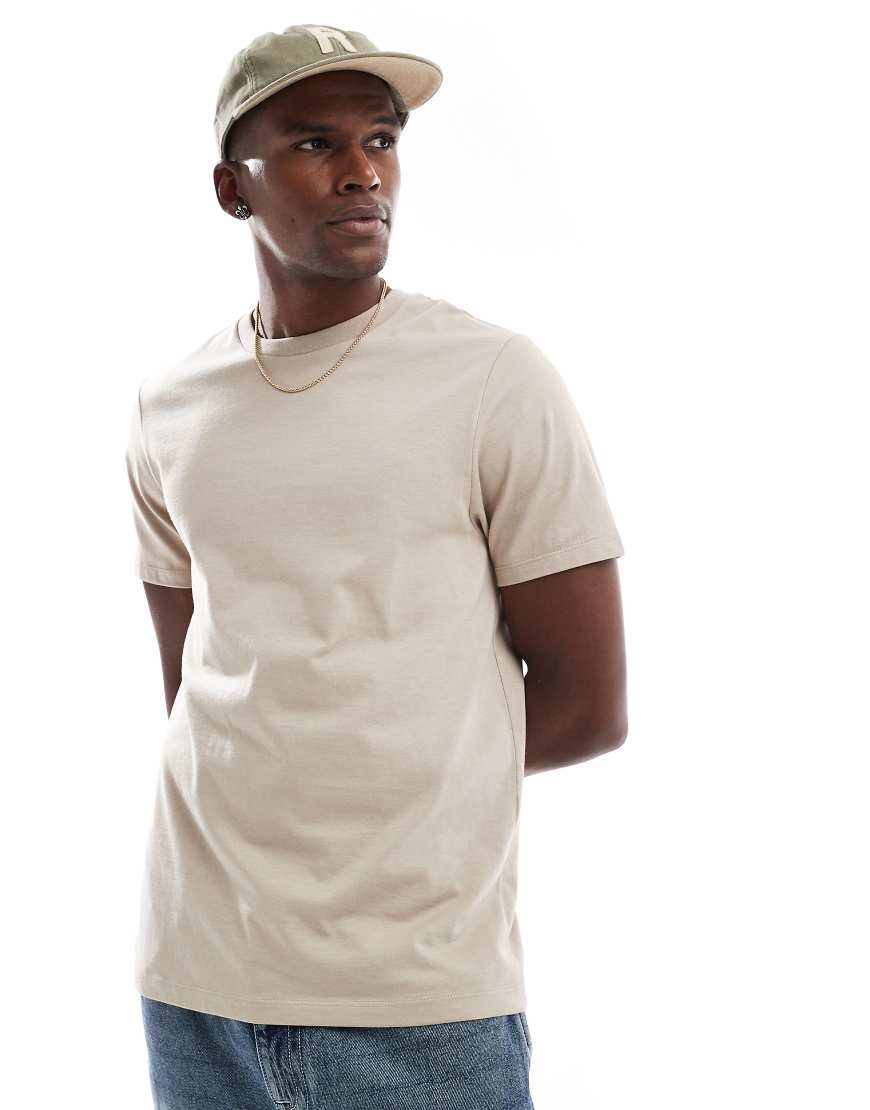 ASOS DESIGN - Basic-T-Shirt in Steinbeige mit Rundhalsausschnitt-Neutral von ASOS DESIGN
