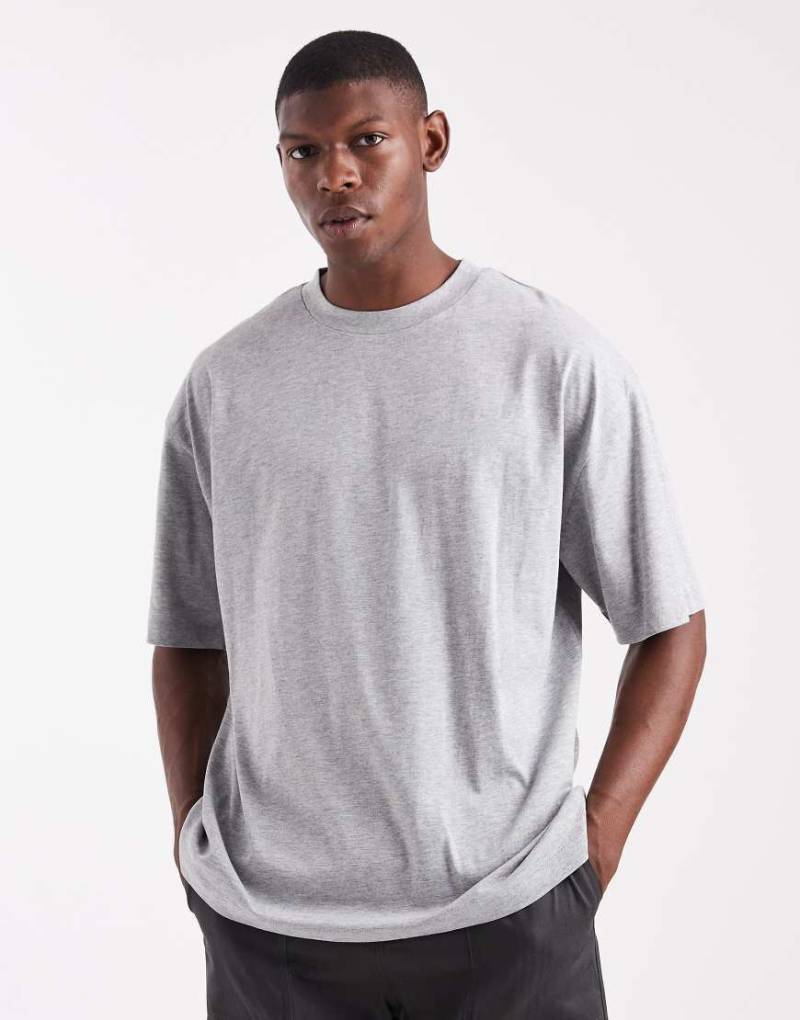 ASOS DESIGN - Basic-T-Shirt in meliertem Grau mit Oversize-Schnitt von ASOS DESIGN