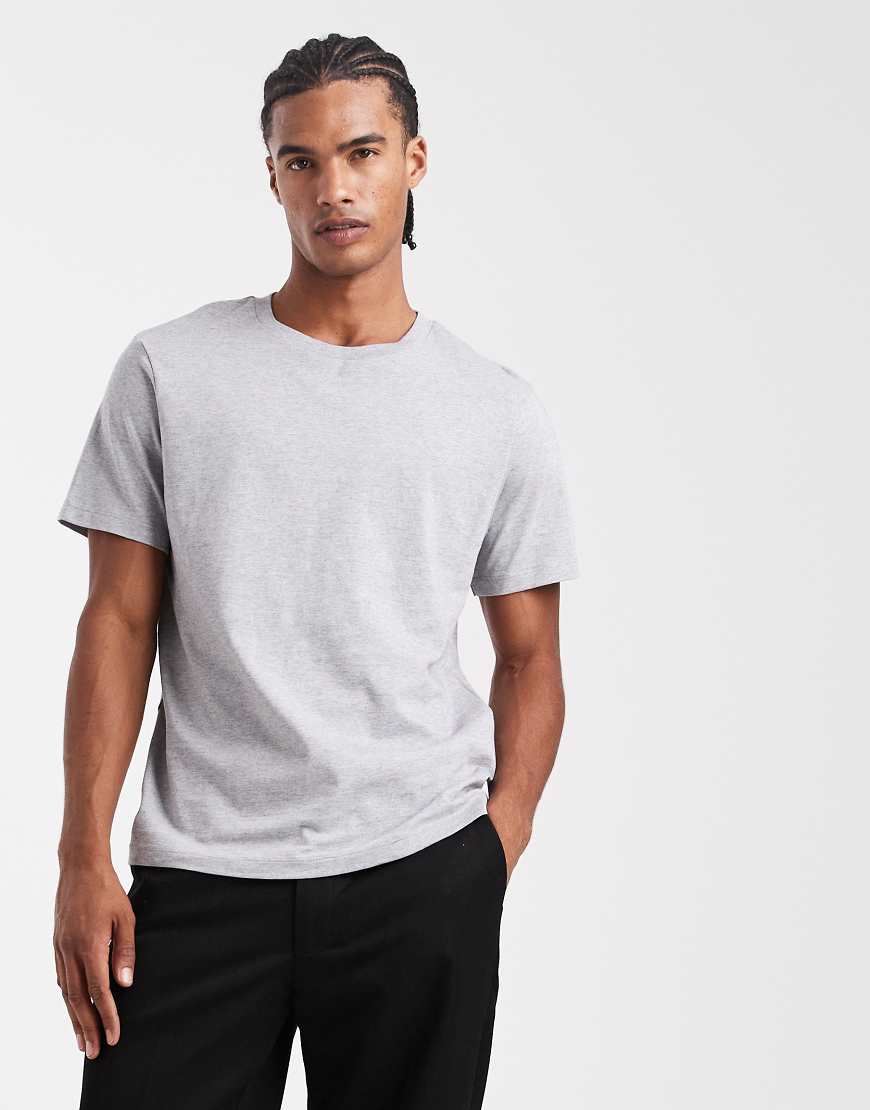 ASOS DESIGN - Basic-T-Shirt in meliertem Grau mit Rundhalsausschnitt von ASOS DESIGN