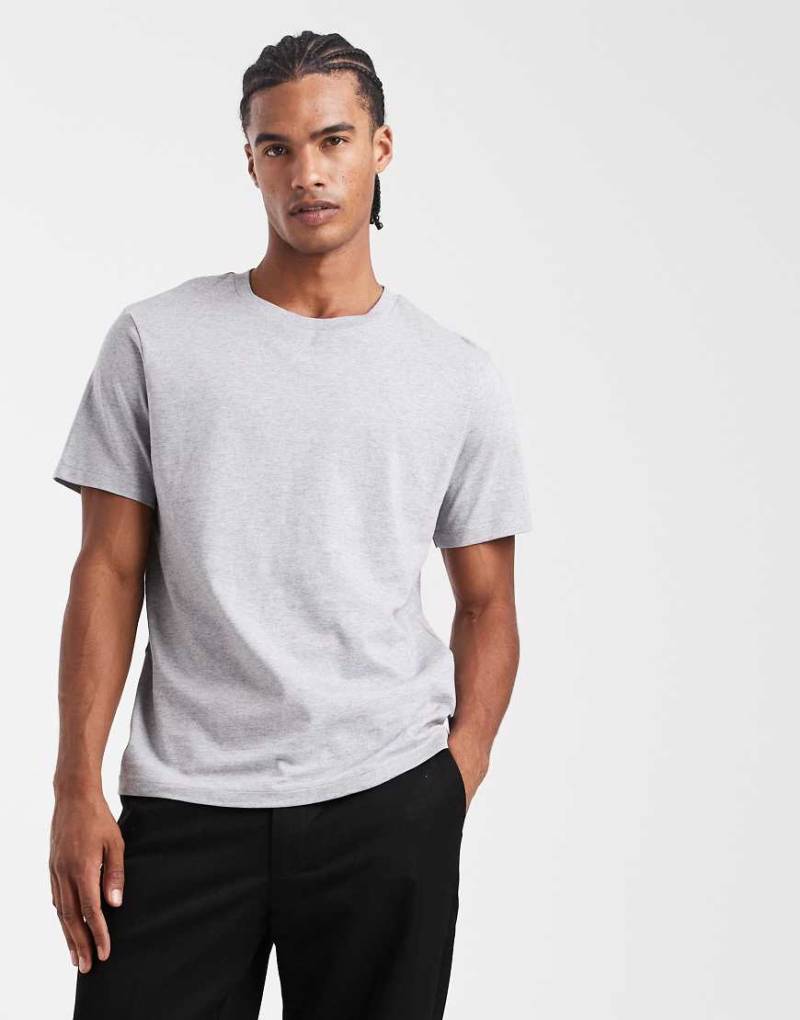 ASOS DESIGN - Basic-T-Shirt in meliertem Grau mit Rundhalsausschnitt von ASOS DESIGN