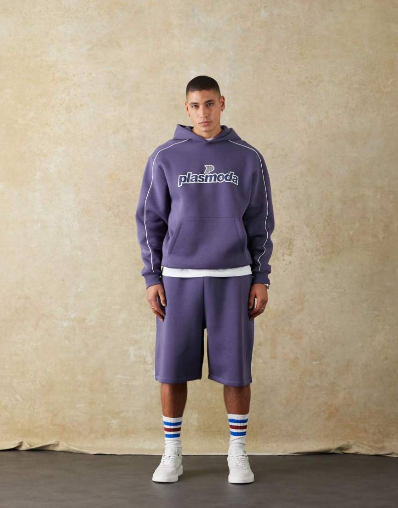 ASOS DESIGN - Basketball-Shorts in Marineblau mit sportlichem gummiertem Print, Kombiteil-Grau von ASOS DESIGN