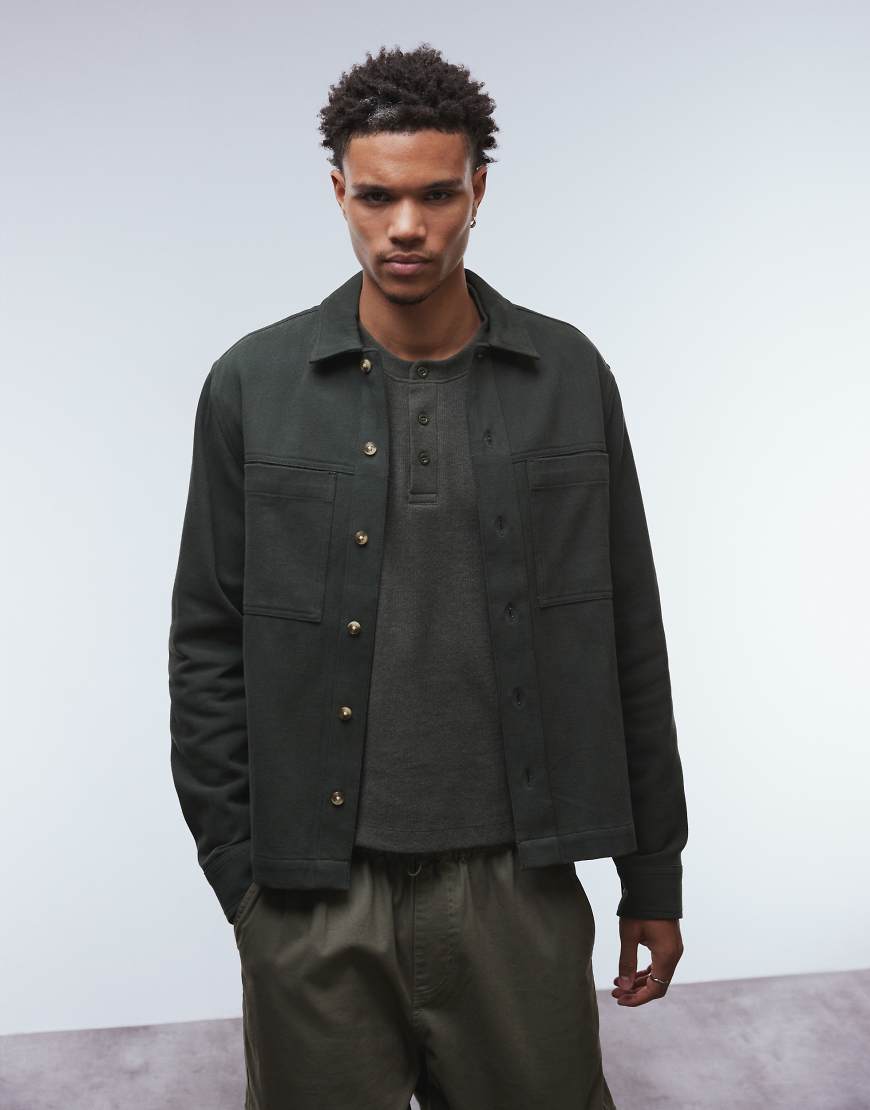 ASOS DESIGN - Baumwoll-Hemdjacke in Khaki-Grün von ASOS DESIGN
