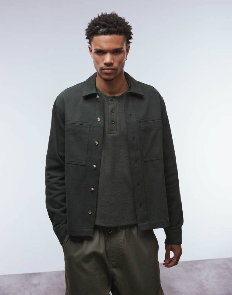 ASOS DESIGN - Baumwoll-Hemdjacke in Khaki-Grün von ASOS DESIGN