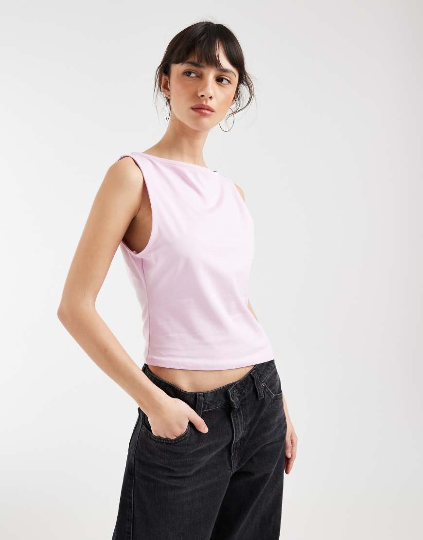 ASOS DESIGN - Baumwoll-Tanktop in Rosa mit asymmetrischem Saum von ASOS DESIGN