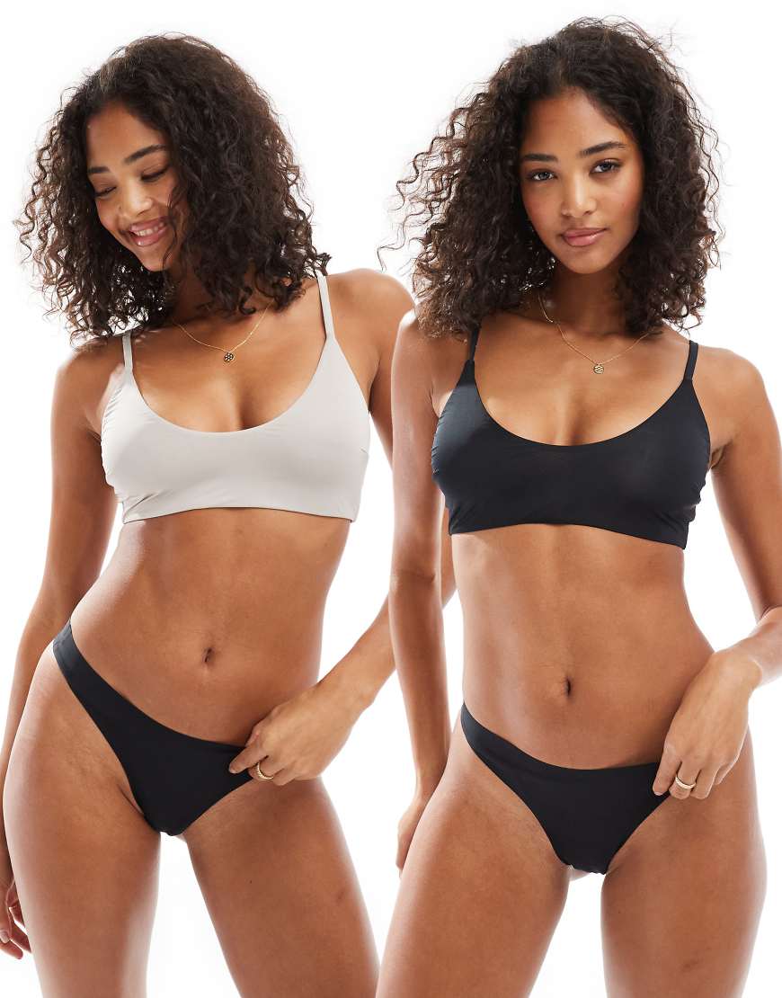 ASOS DESIGN - Bella - 2er-Pack superweiche BHs in Schwarz und Grau ASOS DESIGN - Bella - 2er-Pack superweiche BHs in Schwarz und Grau von ASOS DESIGN