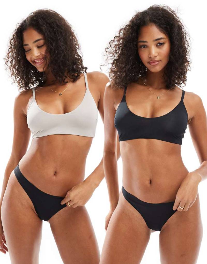 ASOS DESIGN - Bella - 2er-Pack superweiche BHs in Schwarz und Grau von ASOS DESIGN