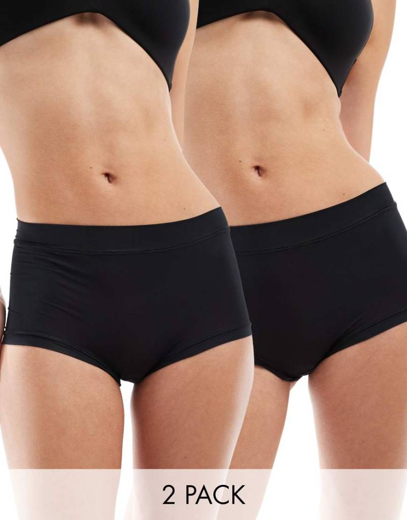 ASOS DESIGN - Bella - 2er-Pack superweiche Shortie-Slips in Schwarz mit hoher Taille von ASOS DESIGN