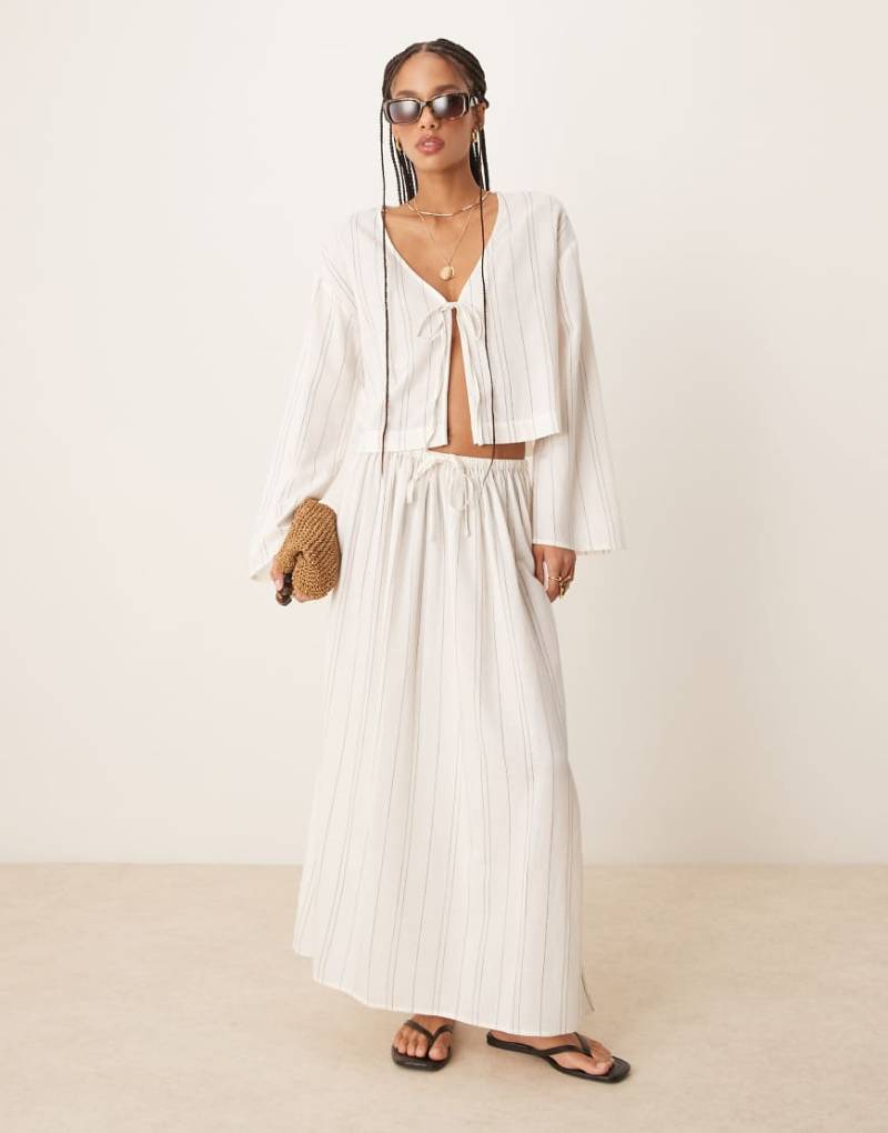 ASOS DESIGN - Belle - Strandrock aus Leinenmix in Schwarzweiß gestreift von ASOS DESIGN