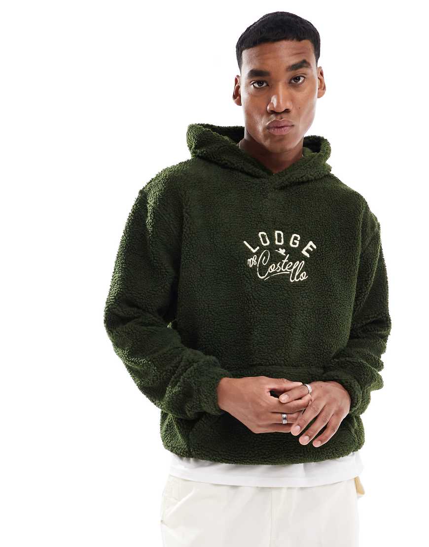 ASOS DESIGN - Bestickter Oversize-Kapuzenpullover aus Teddyfell in Grau ASOS DESIGN - Bestickter Oversize-Kapuzenpullover aus Teddyfell in Grau von ASOS DESIGN