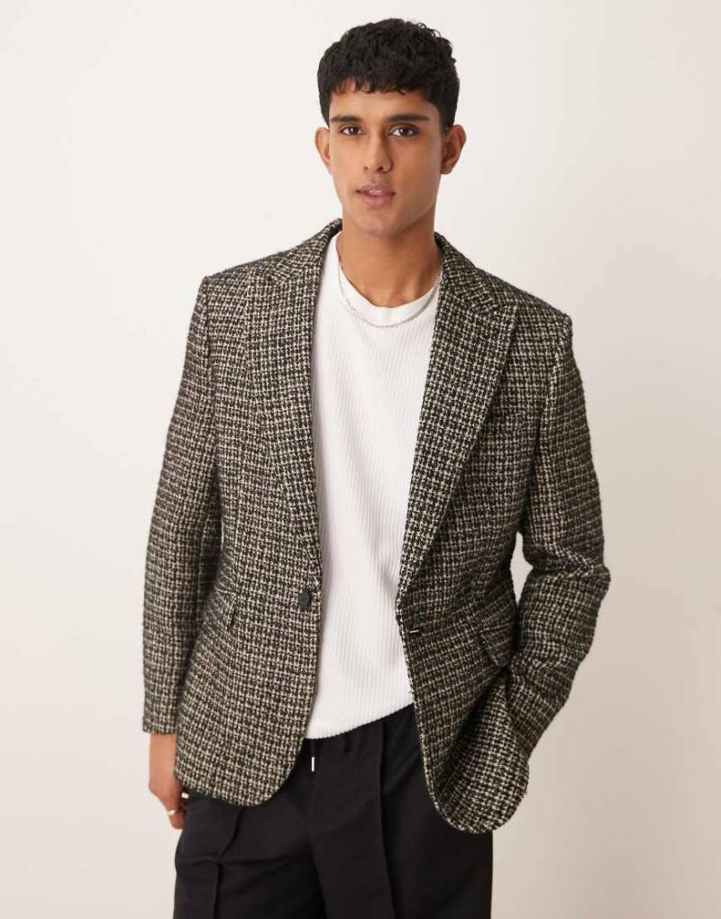ASOS DESIGN - Blazer aus Bouclé in Schwarz mit regulärer Passform von ASOS DESIGN