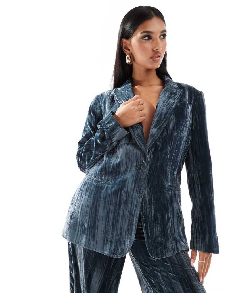 ASOS DESIGN - Blazer aus Knittersamt in Blau, Kombiteil von ASOS DESIGN