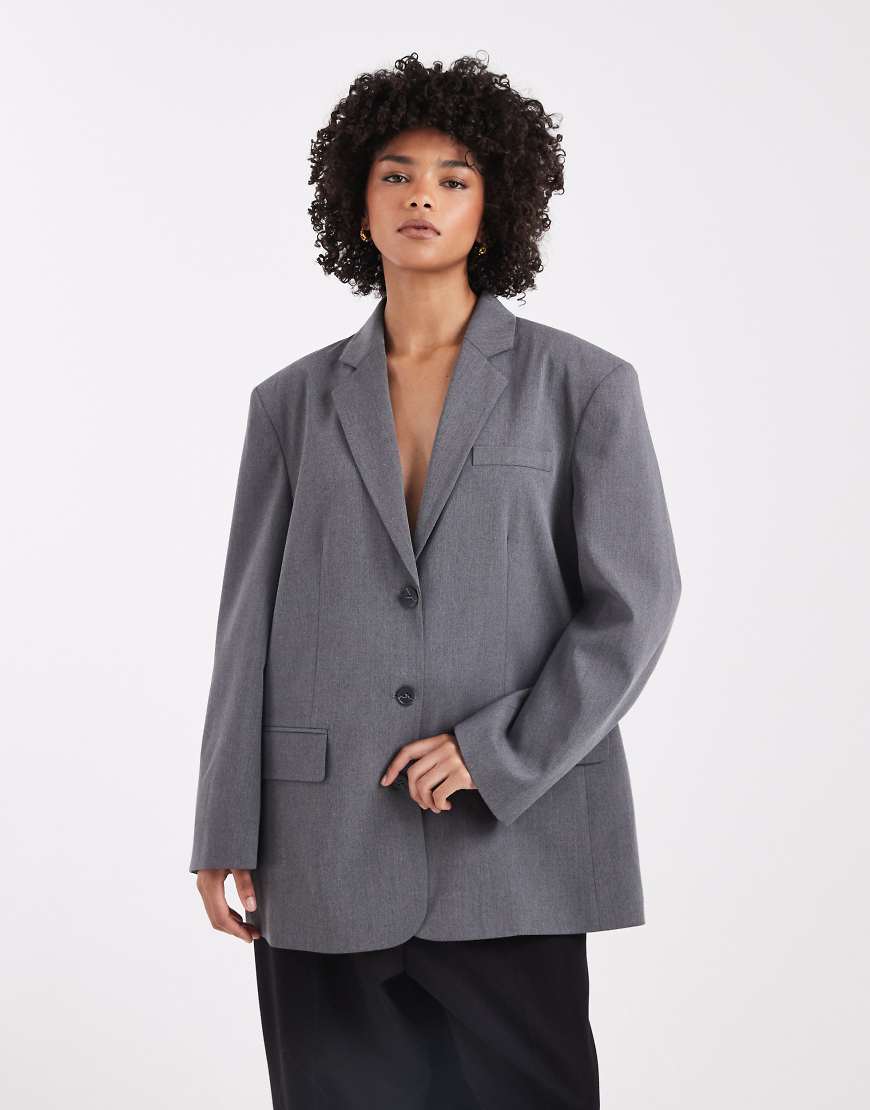 ASOS DESIGN - Blazer in Anthrazit mit gewickelter Rückseite-Grau von ASOS DESIGN
