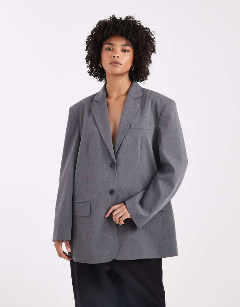 ASOS DESIGN - Blazer in Anthrazit mit gewickelter Rückseite-Grau von ASOS DESIGN