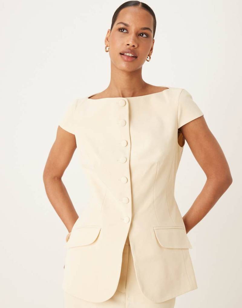 ASOS DESIGN - Blazer in Buttermilchgelb mit Kappärmeln und geformter Hüftpartie, Kombiteil von ASOS DESIGN