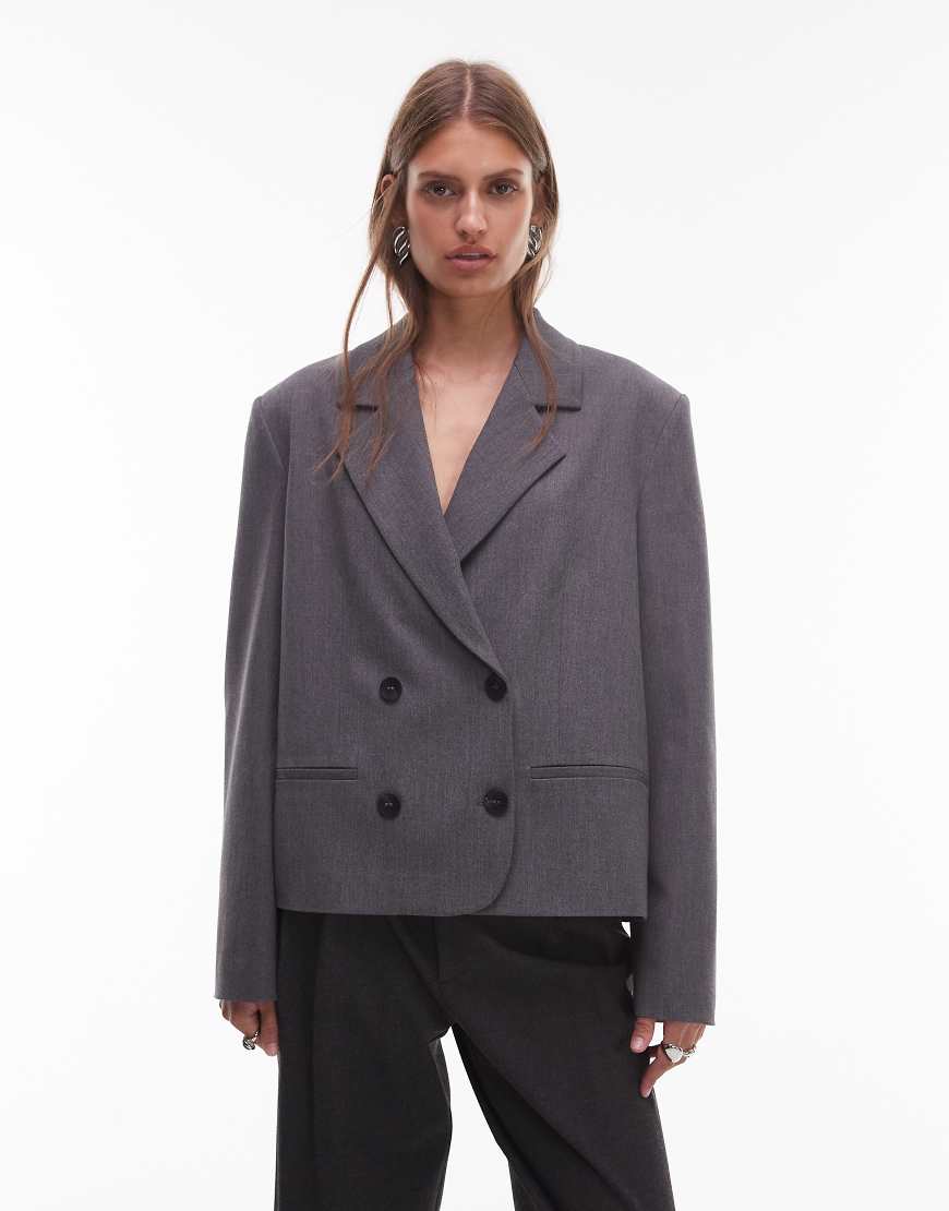 ASOS DESIGN - Blazer in Grau meliert mit kastigem Schnitt ASOS DESIGN - Blazer in Grau meliert mit kastigem Schnitt von ASOS DESIGN