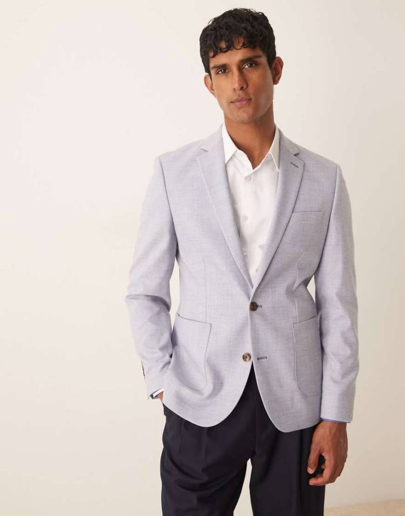 ASOS DESIGN - Blazer mit engem Schnitt und Kreuzschraffur-Muster in Blau von ASOS DESIGN