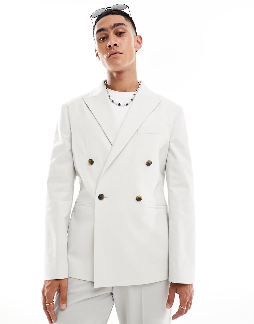 ASOS DESIGN - Blazer mit schmalem Schnitt in Taubengrau von ASOS DESIGN