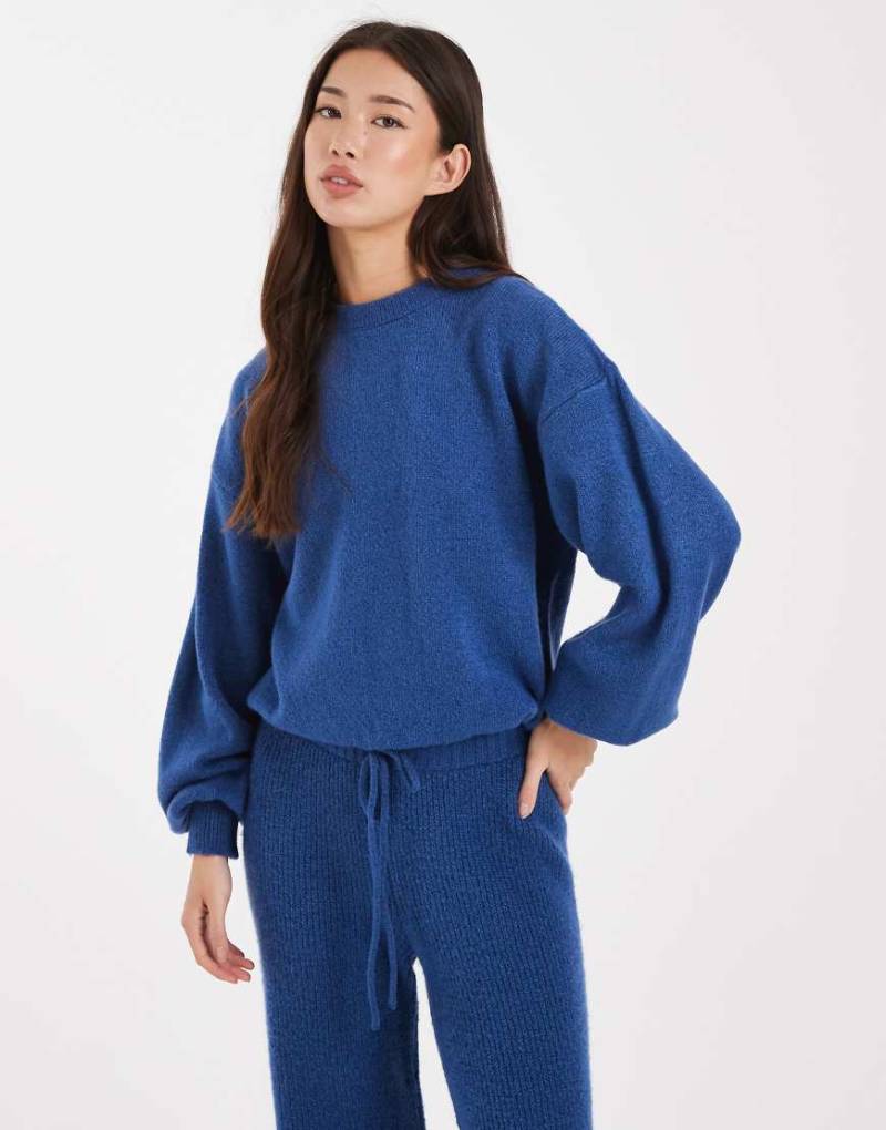 ASOS DESIGN - Blouson-Pullover in Dunkelblau mit gebundenem Saum, Kombiteil-Marineblau von ASOS DESIGN