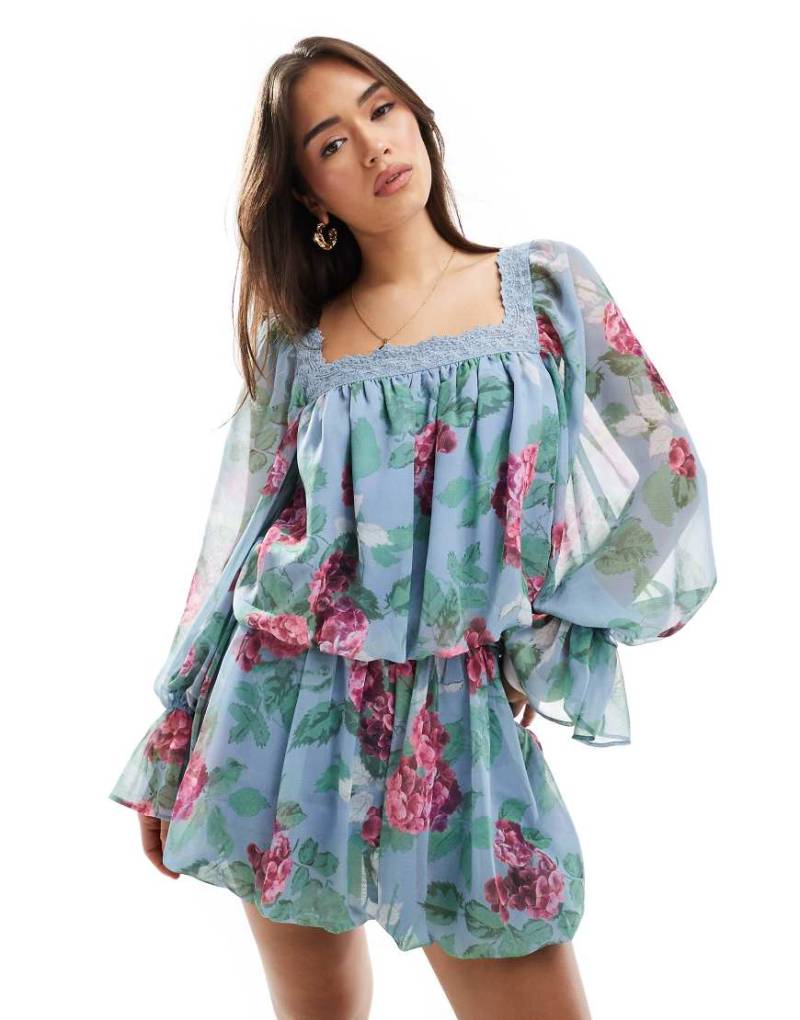 ASOS DESIGN - Bluse mit eckigem Ausschnitt und Spitzenborte-Bunt von ASOS DESIGN