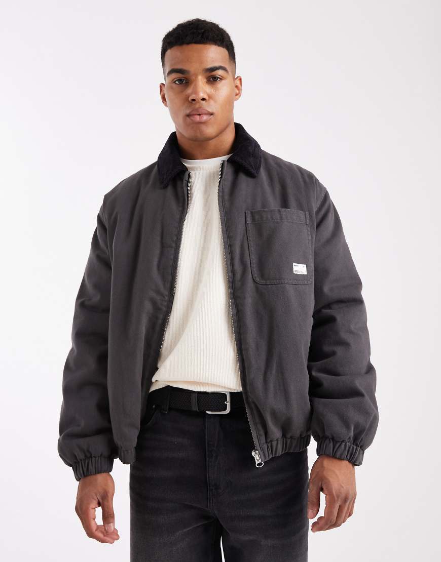 ASOS DESIGN - Bomberjacke in Grau mit Stickerei von ASOS DESIGN