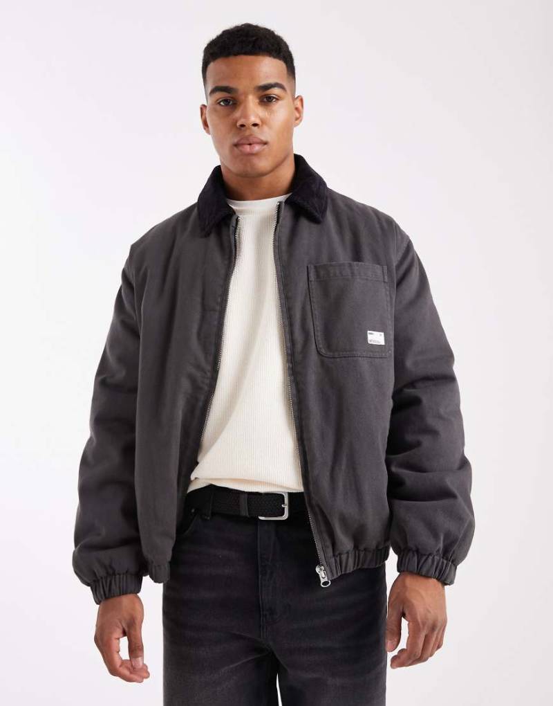 ASOS DESIGN - Bomberjacke in Grau mit Stickerei von ASOS DESIGN