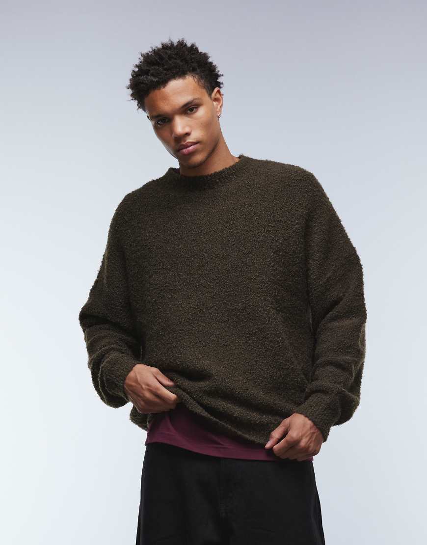 ASOS DESIGN - Bouclé-Strickpullover in Braun mit extremer Oversize-Passform-Brown von ASOS DESIGN