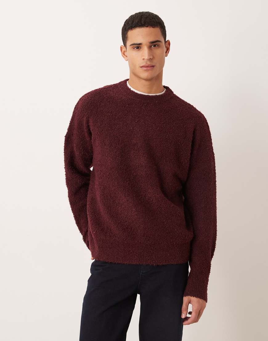 ASOS DESIGN - Bouclé-Strickpullover in Burgunderrot mit extremer Oversize-Passform von ASOS DESIGN