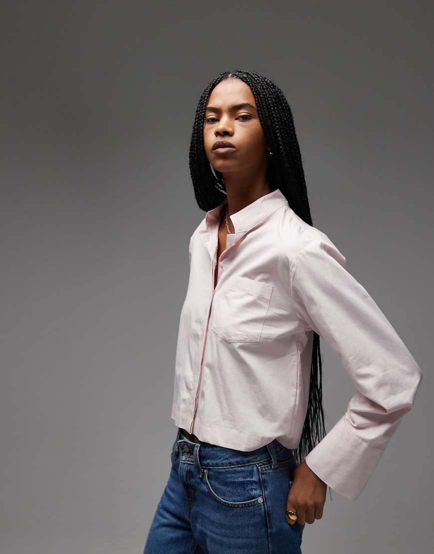 ASOS DESIGN - Boxy-Fit-Hemd in Blasslila mit Stehkragen-Rosa von ASOS DESIGN