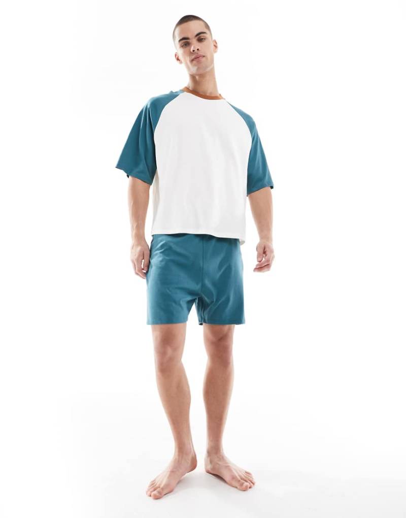 ASOS DESIGN - Kastiger Schlafanzug in Ecru mit Raglanärmeln-Neutral von ASOS DESIGN