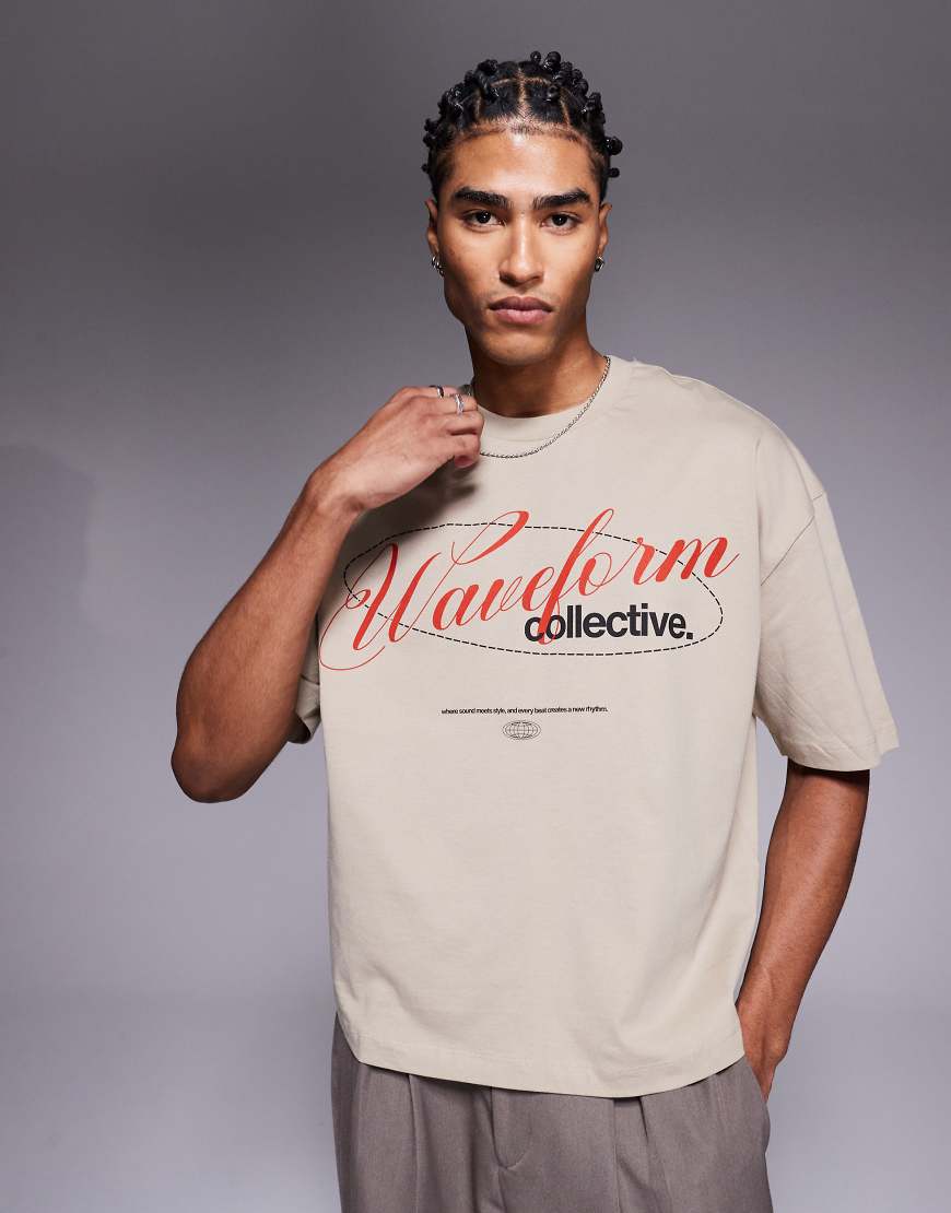ASOS DESIGN - Boxy Fit Oversize-T-Shirt in Hellbeige mit Print vorne-Neutral ASOS DESIGN - Boxy Fit Oversize-T-Shirt in Hellbeige mit Print vorne-Neutral von ASOS DESIGN