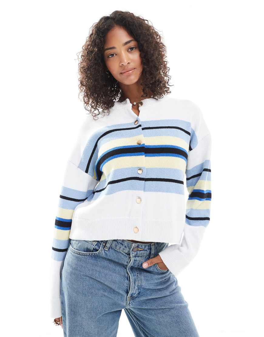ASOS DESIGN - Boxy-Fit-Strickjacke mit bunten Streifen von ASOS DESIGN