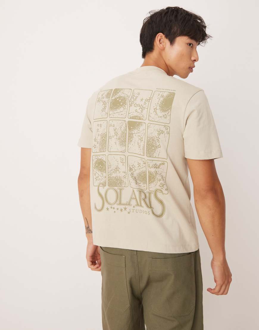 ASOS DESIGN - Boxy Fit T-Shirt in Beige mit Himmels-Print-Neutral ASOS DESIGN - Boxy Fit T-Shirt in Beige mit Himmels-Print-Neutral von ASOS DESIGN