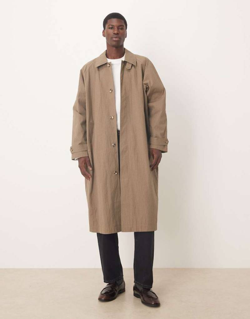 ASOS DESIGN - Braun karierter Oversize-Mantel-Brown von ASOS DESIGN