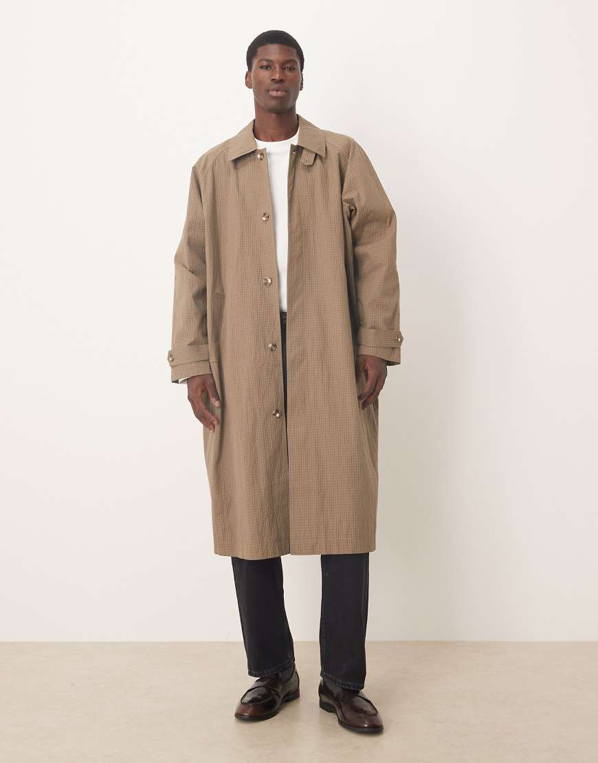 ASOS DESIGN - Braun karierter Oversize-Mantel-Brown von ASOS DESIGN