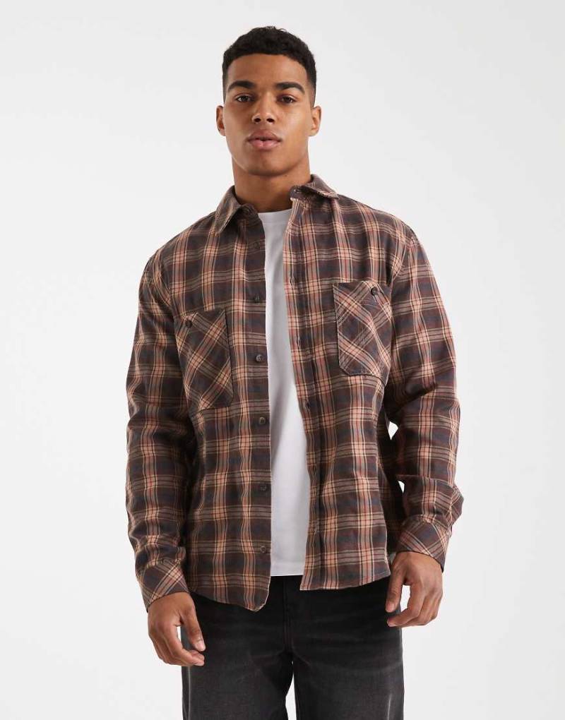 ASOS DESIGN - Braun kariertes Hemd mit Tasche-Brown von ASOS DESIGN