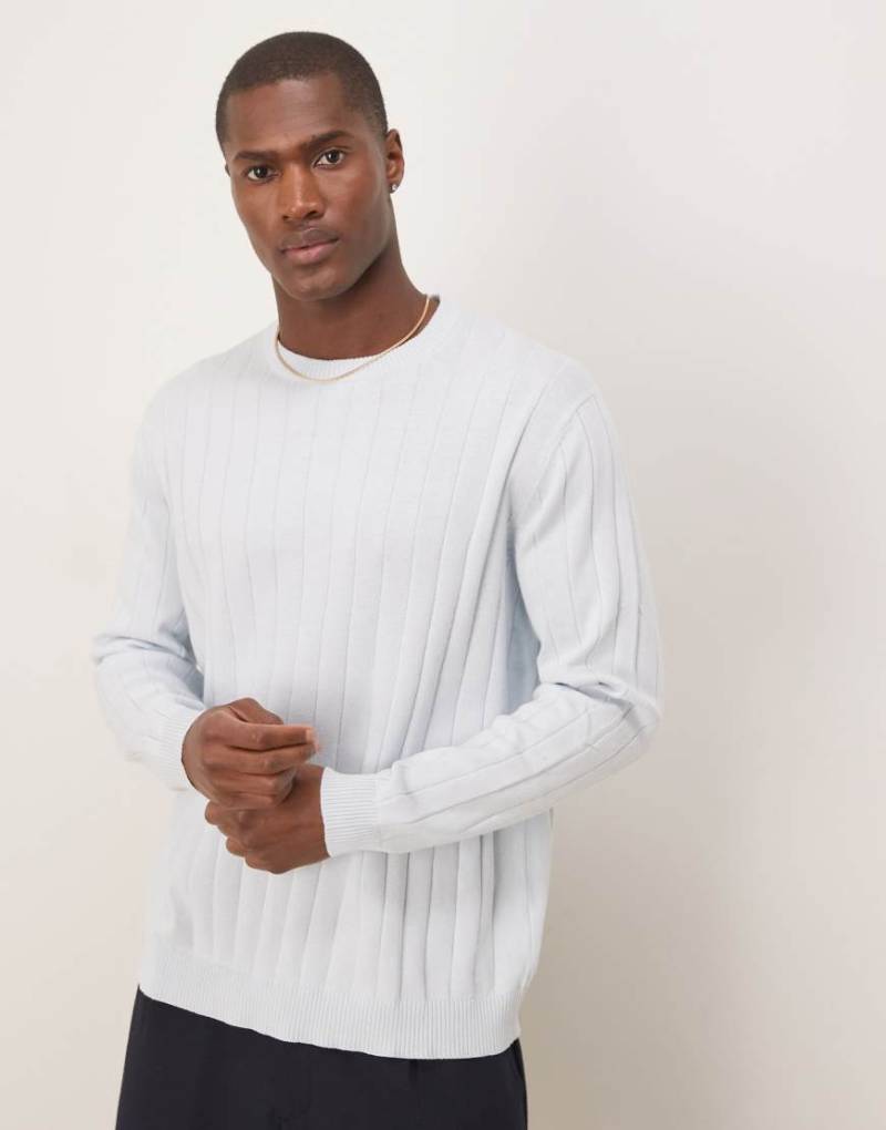 ASOS DESIGN - Breit gerippter Strickpullover in Hellblau mit lockerem Schnitt von ASOS DESIGN