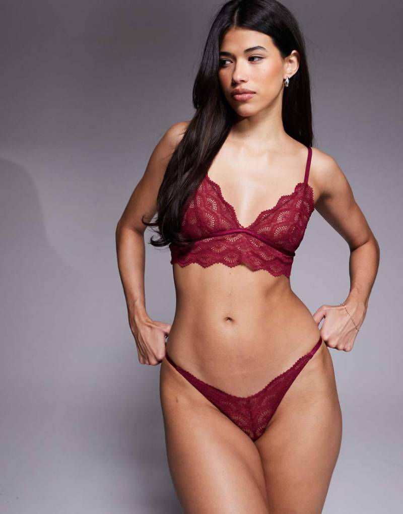 ASOS DESIGN - Bryn - Tanga aus Spitze in Burgunderrot-Rosa von ASOS DESIGN