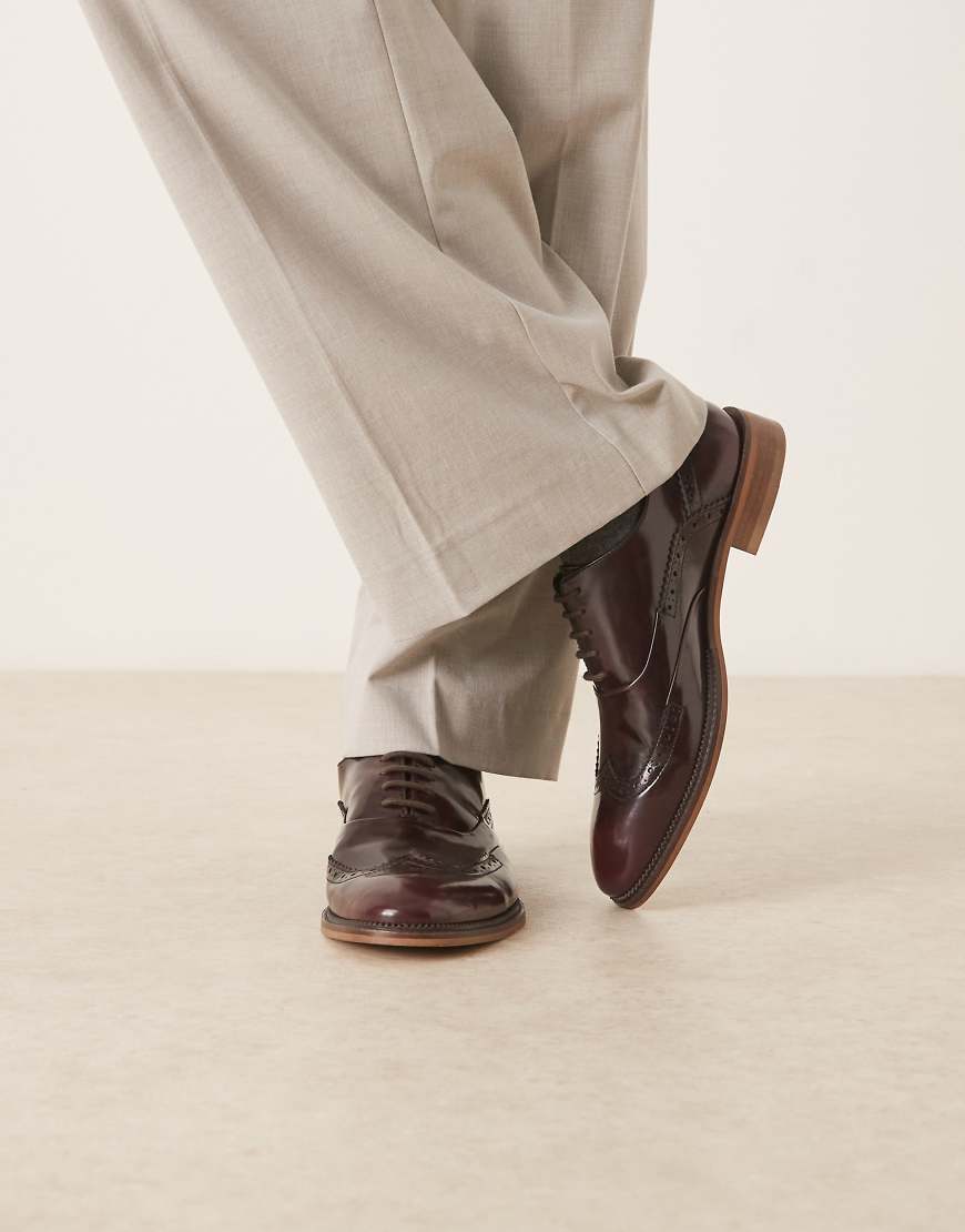 ASOS DESIGN - Budapester aus bordeauxrotem Leder von ASOS DESIGN