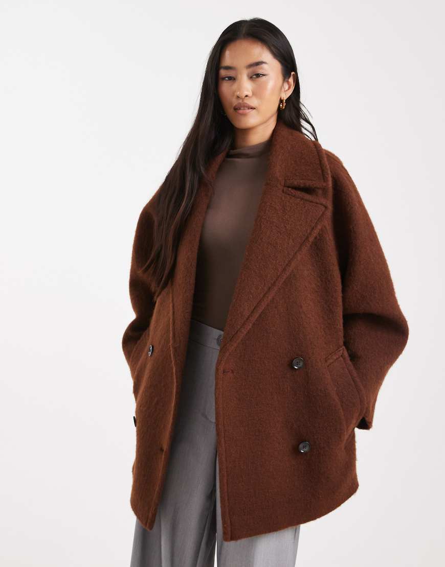 ASOS DESIGN - Cabanjacke aus hochwertigem Wollmix in Toffee-Braun-Brown von ASOS DESIGN