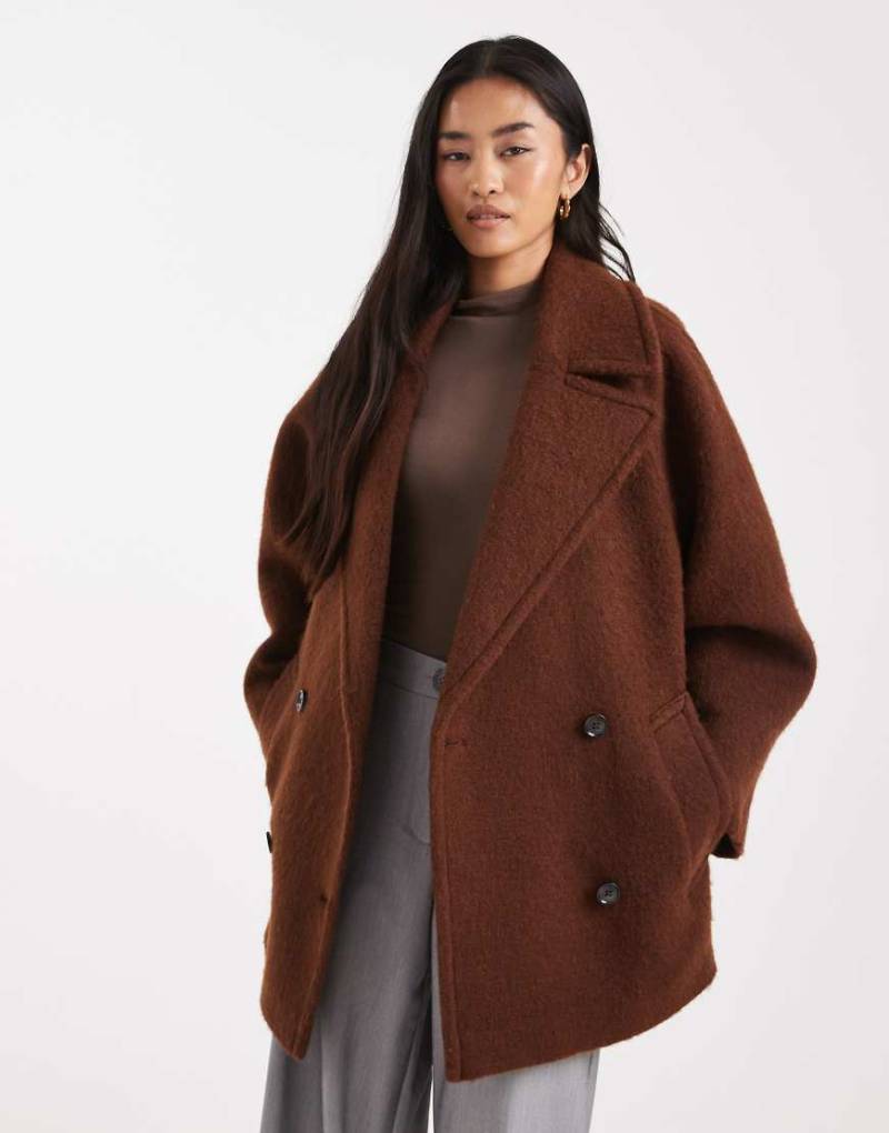 ASOS DESIGN - Cabanjacke aus hochwertigem Wollmix in Toffee-Braun-Brown von ASOS DESIGN