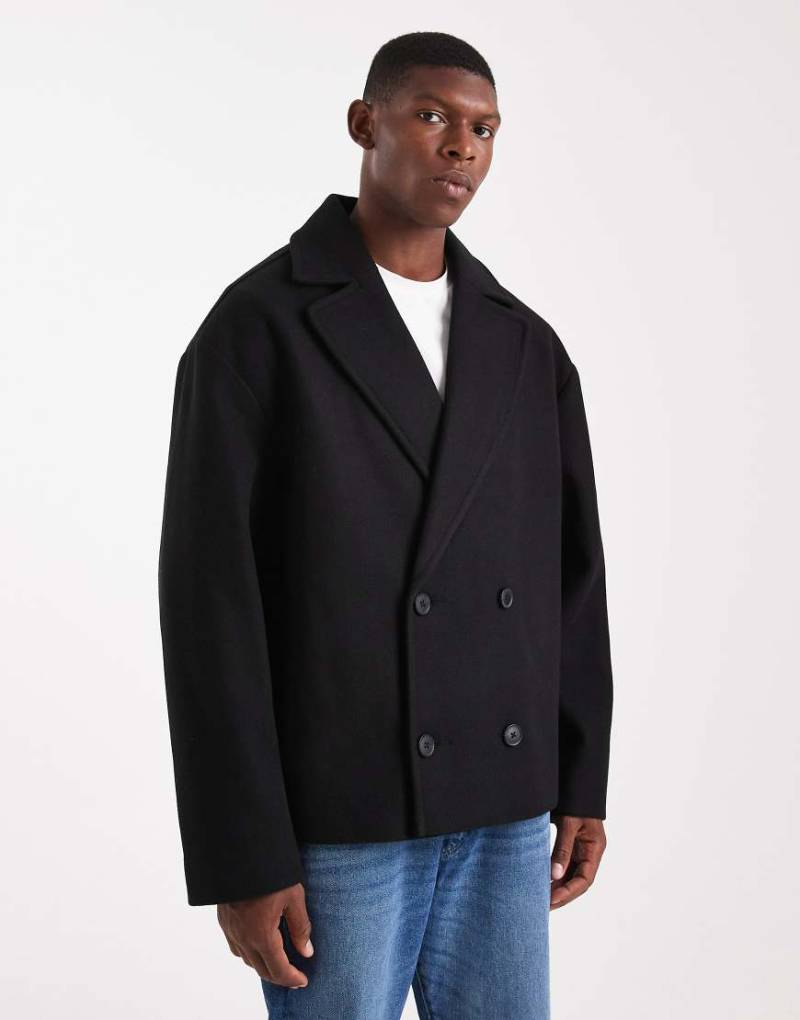 ASOS DESIGN - Cabanjacke in schwarzer Wolloptik von ASOS DESIGN
