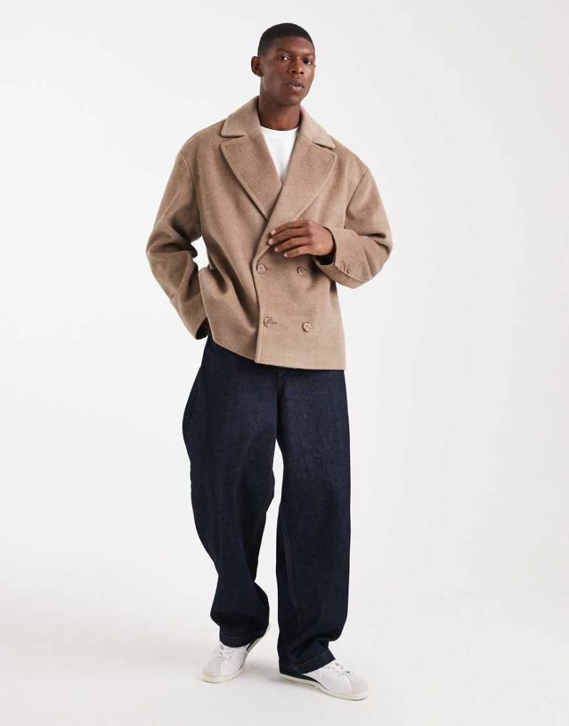 ASOS DESIGN - Cabanjacke in steinbeiger Wolloptik-Neutral von ASOS DESIGN