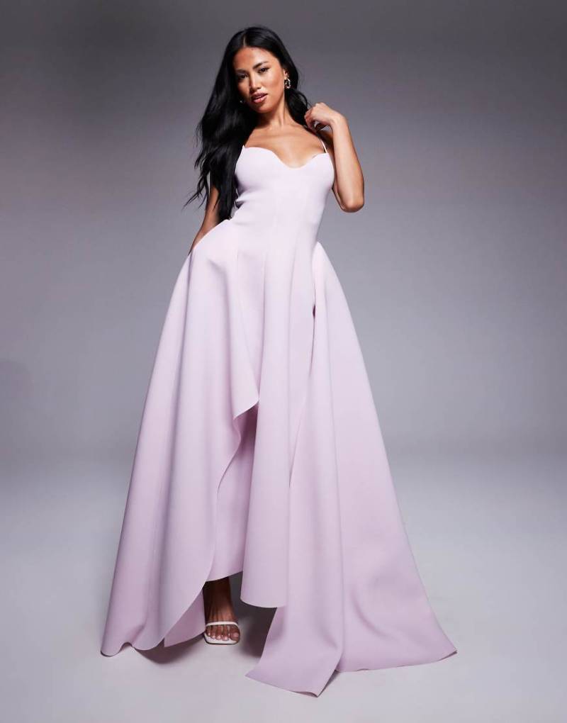 ASOS DESIGN - Premium - Midikleid aus neoprenartigem Stoff in Flieder mit Camisole-Trägern und weitem, schwingendem, asymmetrischem Saum-Lila von ASOS DESIGN